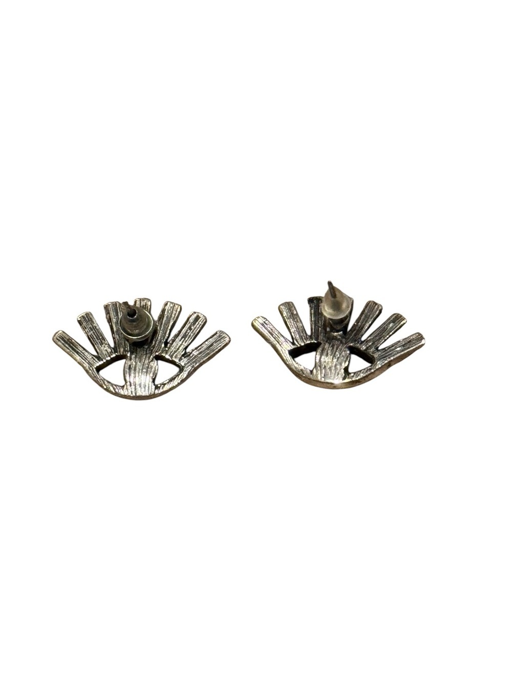 Evil Eye Opal Gemstone Iris Studded Lashes Silver Stud Earrings - Picture 2 of 3